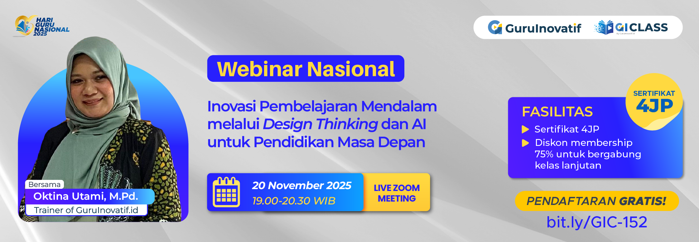 Webinar Nasional | Inovasi Pembelajaran Mendalam melalui Design Thinking dan AI untuk Pendidikan Masa Depan